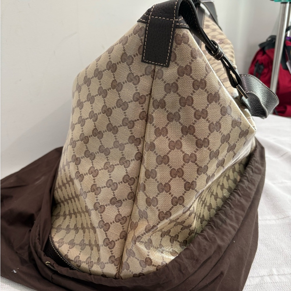 Authentic Gucci GG Supreme Crystal Monogram Large Shoulder Tote Shopper w duster - Picture 4 of 15